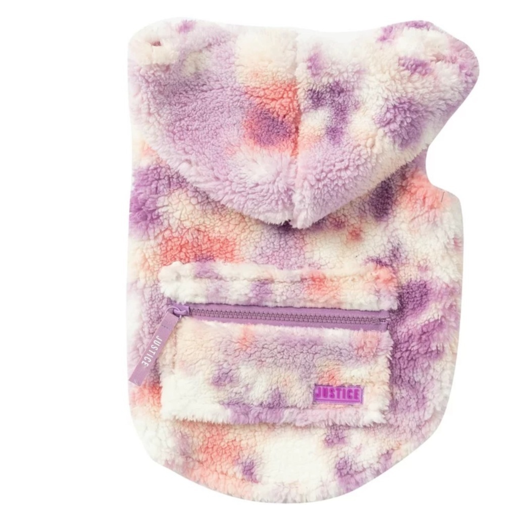 ✅Justice Pet Polyester Sherpa Tie-Dye Dog Hoodie, Size Small🐶